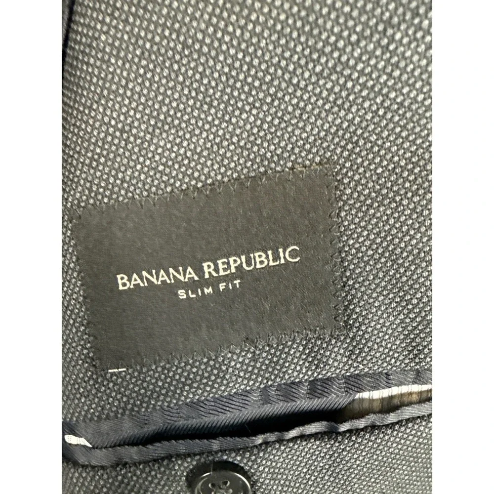 Banana Republic Men 44R Grey Slim Fit Wool Suit Jacket Blazer Marzotto Super 110